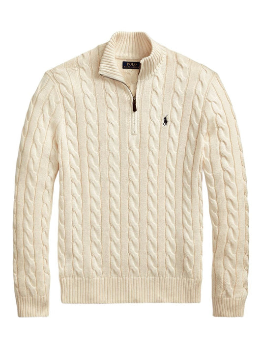 Classic RL Cable-Knit Cotton Jumper with Zip Collar